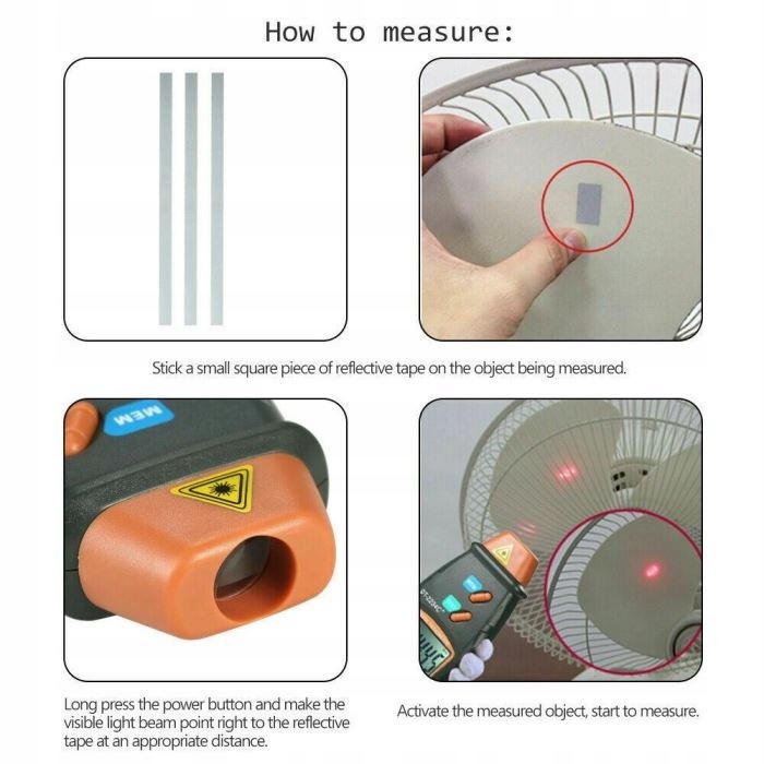 Tachometr laserowy optyczny obrotomierz DT2234C Model Tachometry
