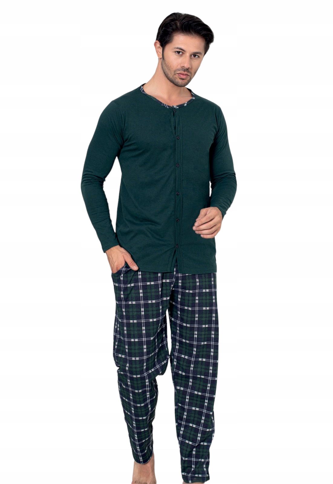 PIŻAMA MĘSKA DŁUGI RĘKAW CAŁA ROZPINANA/BAWEŁNA Marka La Penna