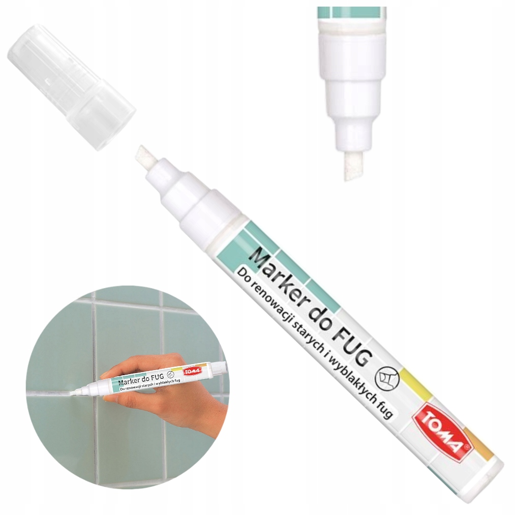 Marker do fug pisak do renowacji BIAŁY ścięty TOMA