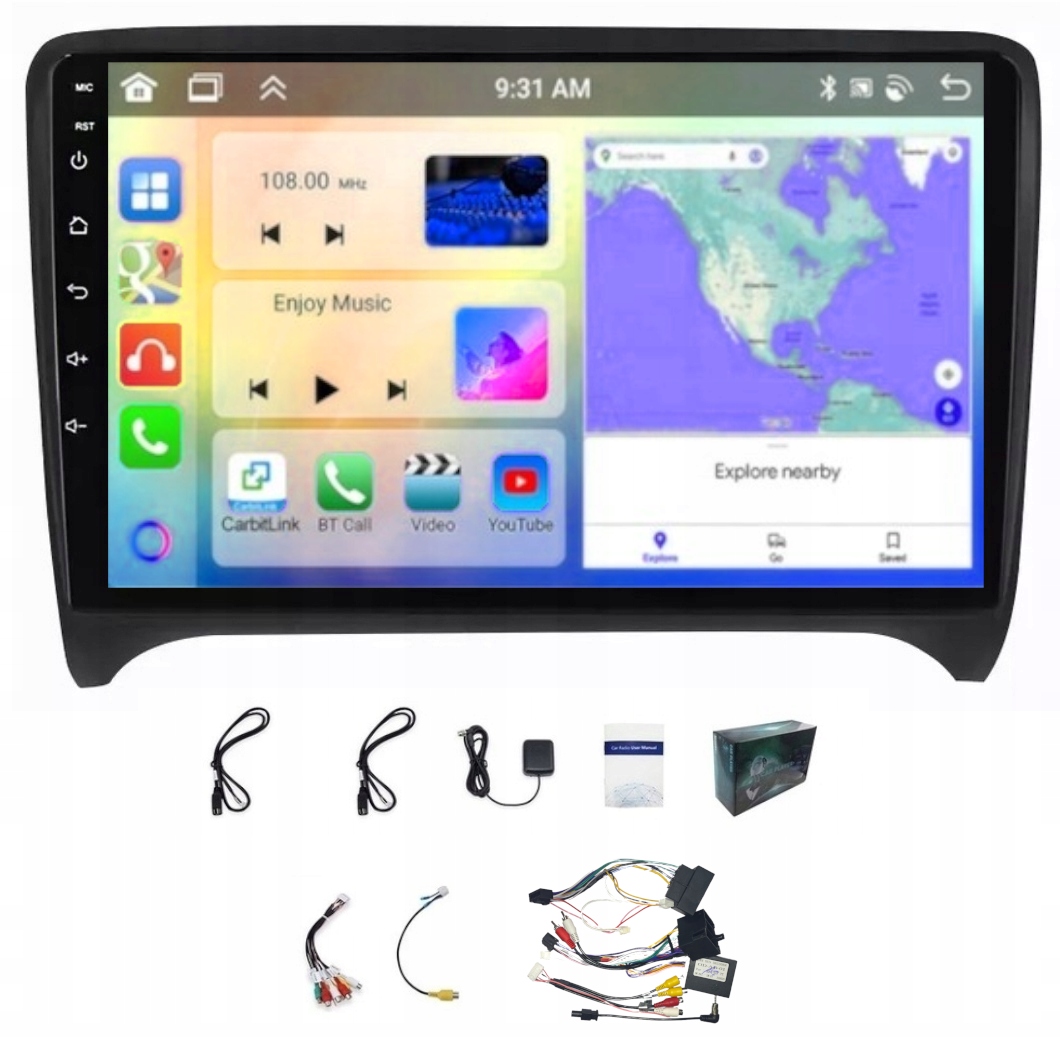 Autorádio S Gps Navigací Android pro Audi Tt 8J 2006-2012, Carplay, Wifi, 6GB Ram, 128GB Rom