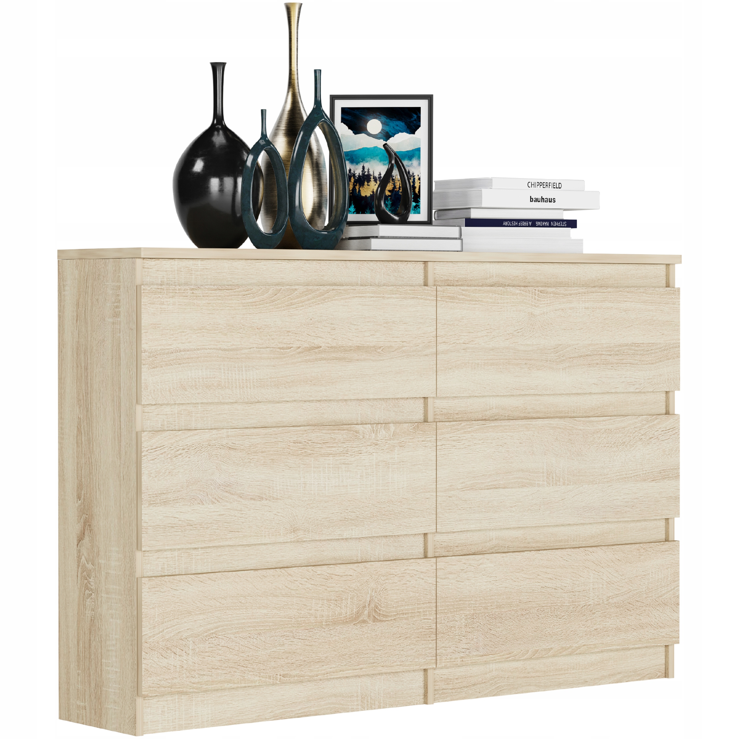 KOMODA 120CM SZAFKA 6 SZUFLAD R-120 SONOMA