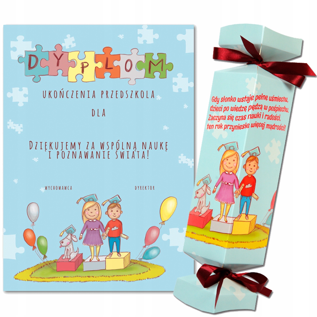 

Ukończenie przedszkola Dyplom Pudełko rożek