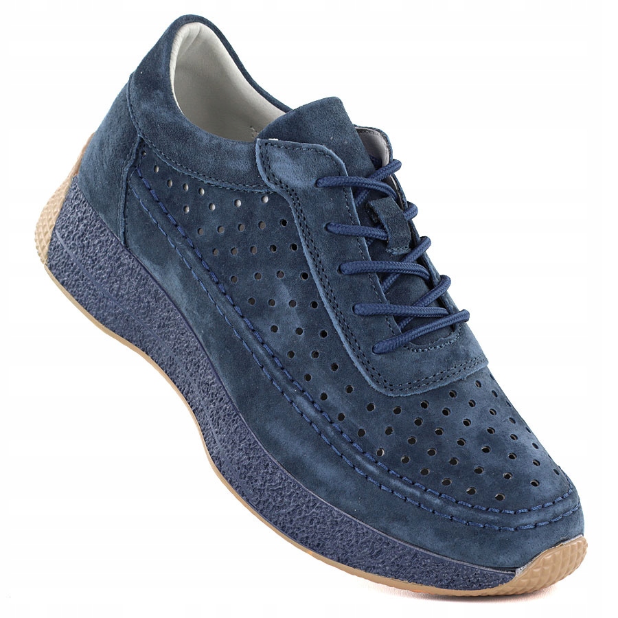 Dámské ažurové kožené polobotky modré barvy Sergio Leone SP013 39