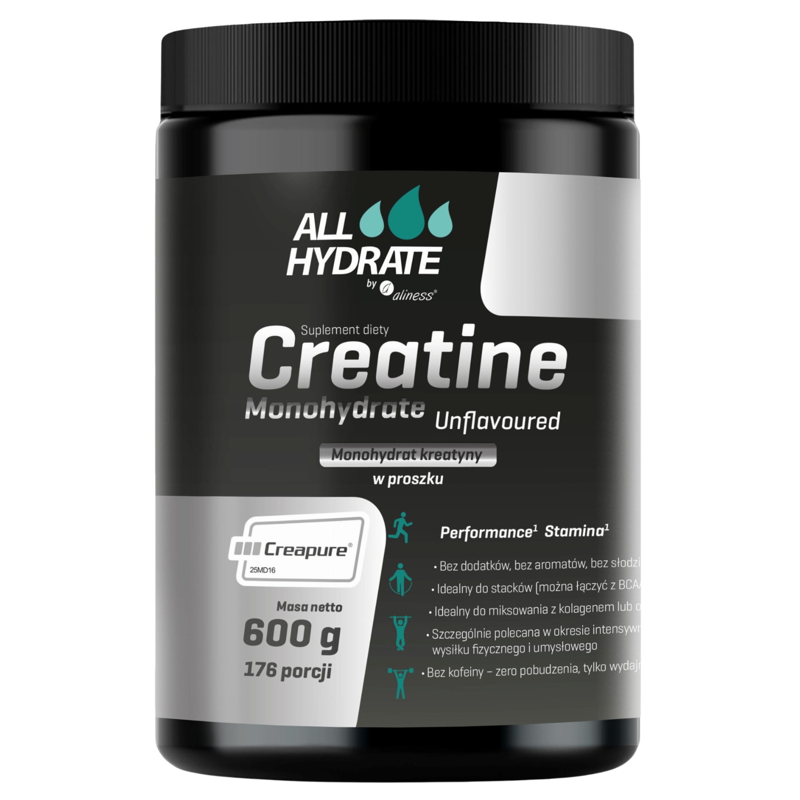 Kreatyna Monohydrate Creapure Čistý prášek na sílu Aliness 600 g