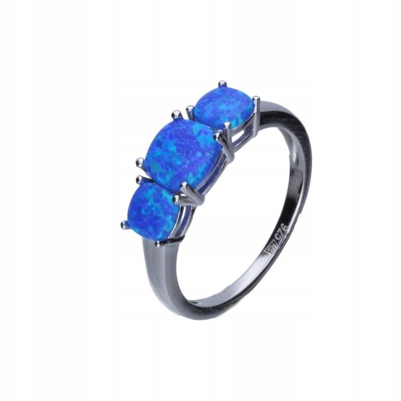 Stříbrný dámský prstýnek 925 efektní modrý Opal, značkový pro ni 12