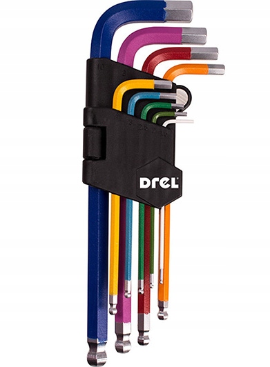 KLUCZE IMBUSOWE DŁUGIE 9 SZT 1,5-10MM IMBUS IMBUSY Marka Drel