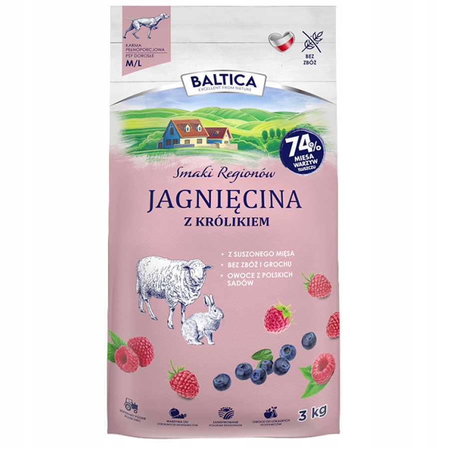 Levně Baltica Smaki Regionów Jehněčí S Králíkem Pro Střední Psy M/L 3kg Přírodní