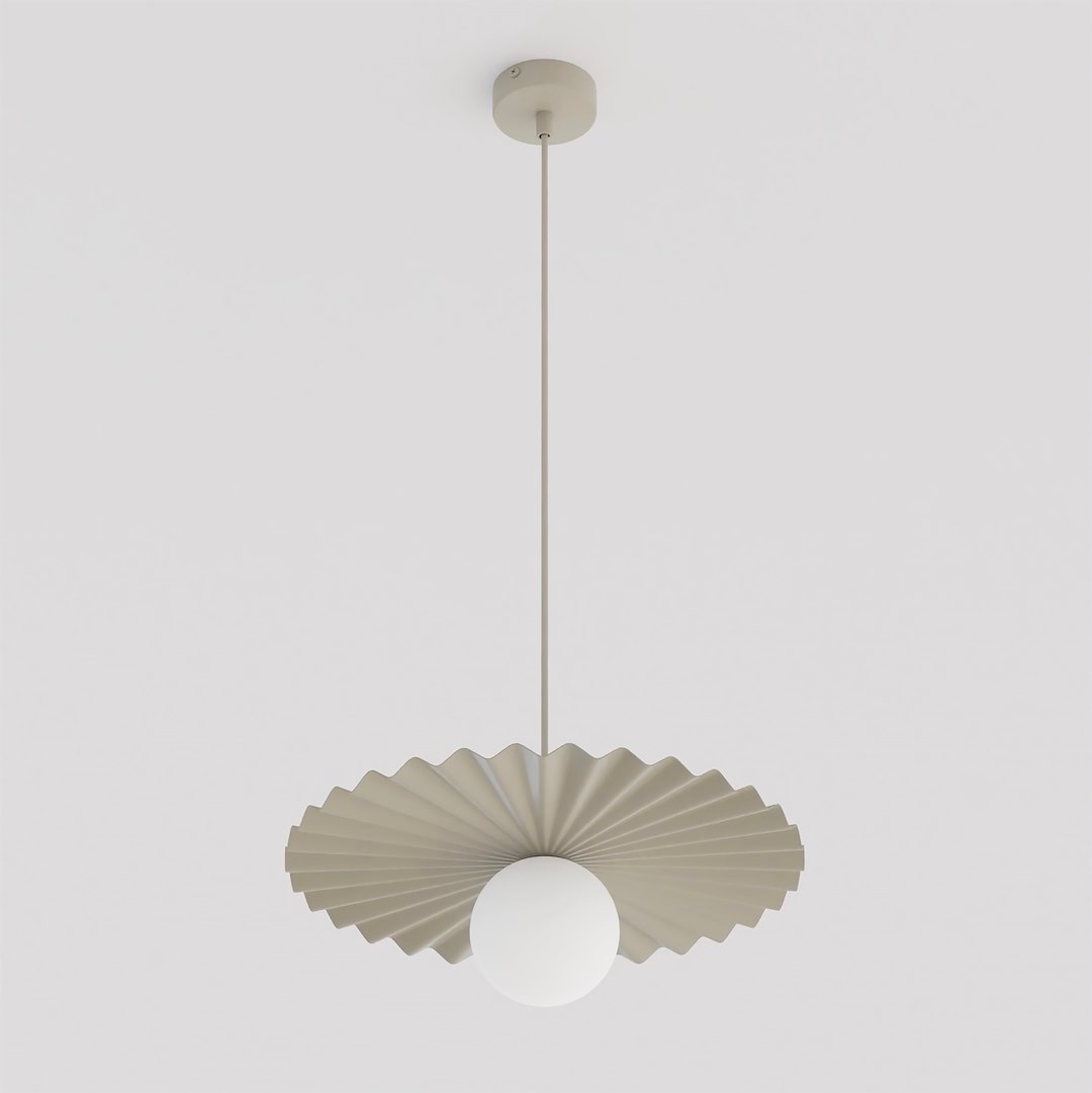Lampa wisząca Umbra 1 beżowa, nowoczesna dekoracyjna, karbowany klosz, G9