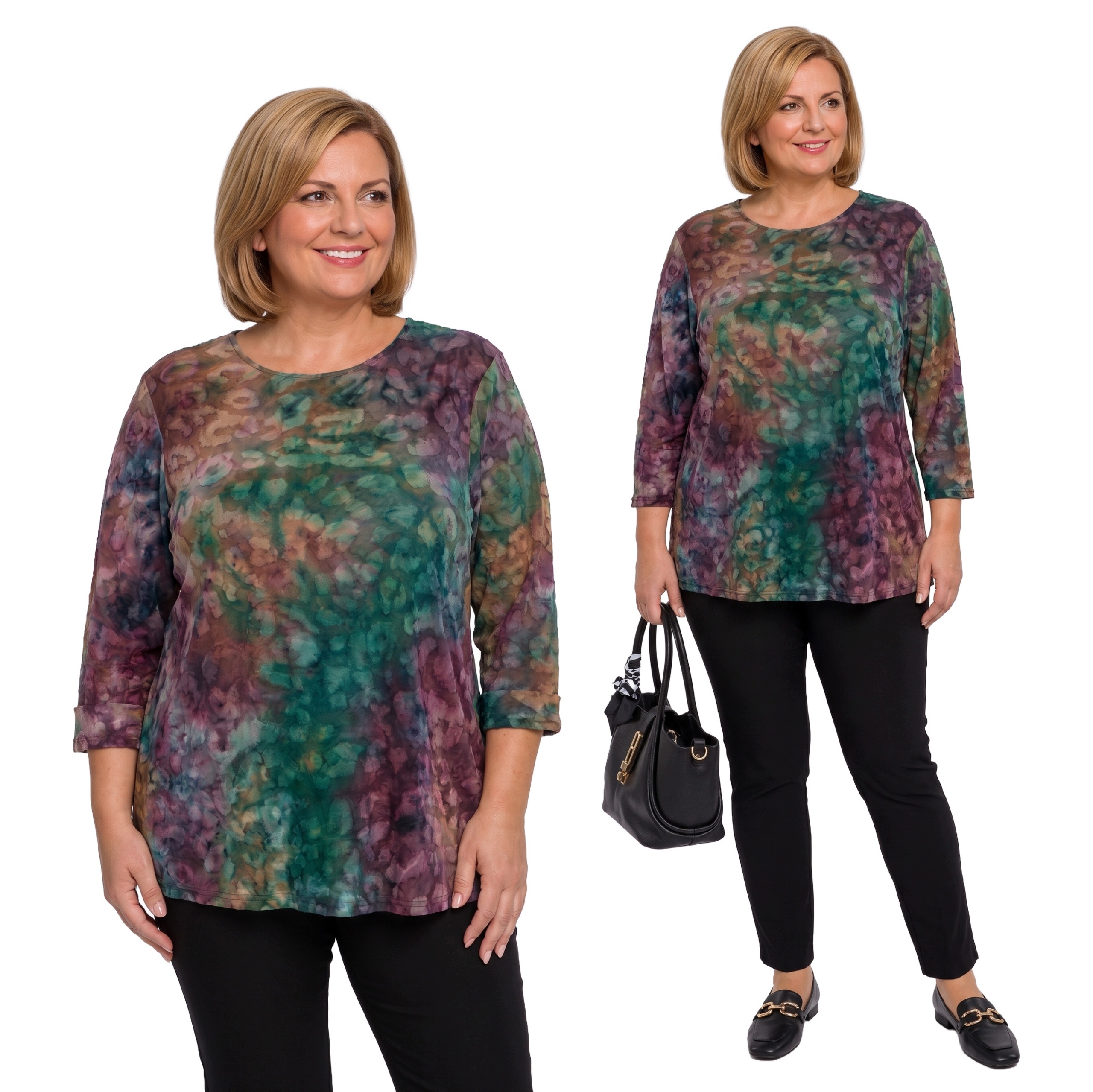 Barevná halenka s leopardím vzorem plus size velikost 54