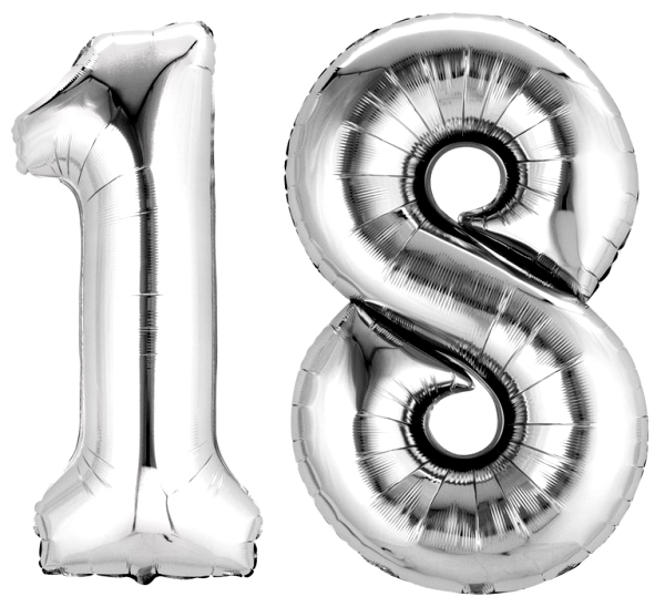 

Balon foliowy 18 urodziny osiemnastka Duży Srebrny