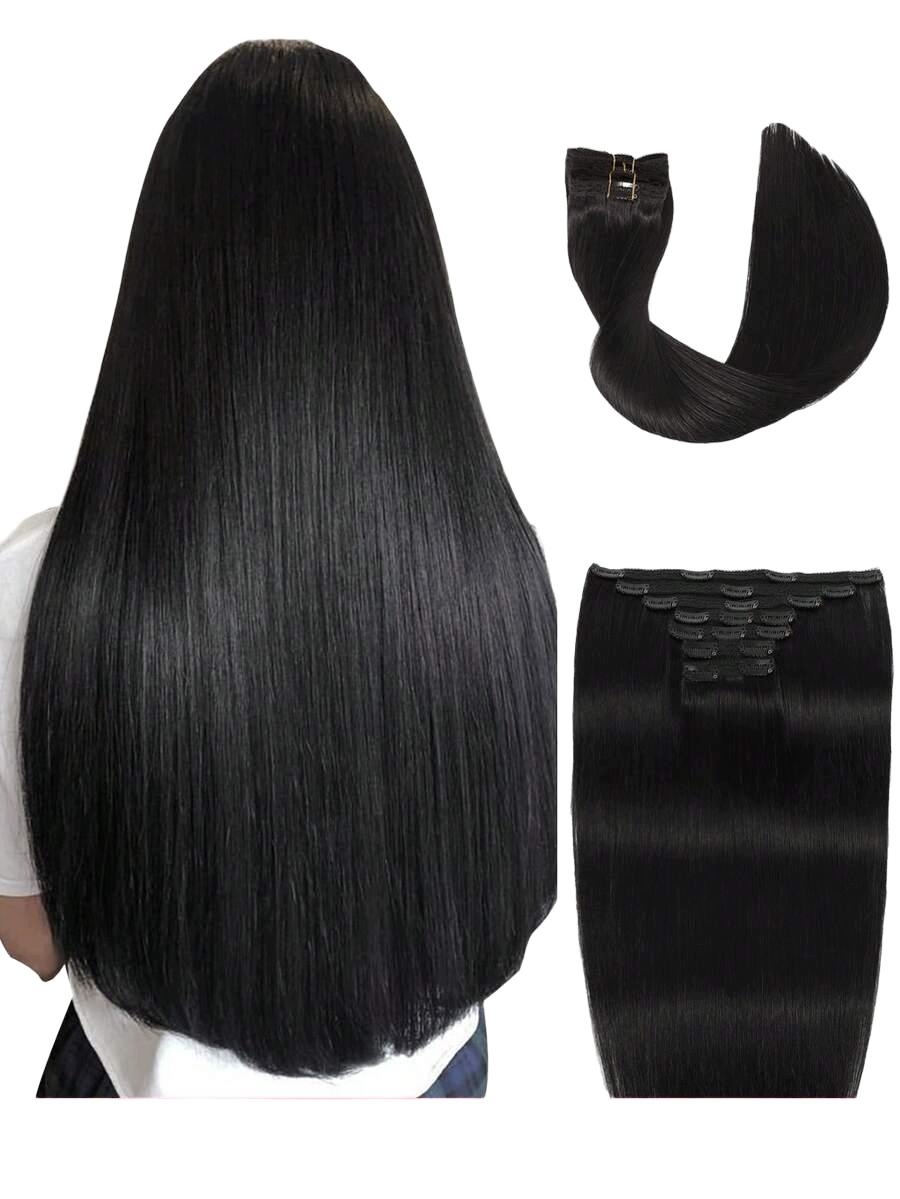9am Hair Černé Připínací vlasy Pásky 3-pack ZT2 35.6CM