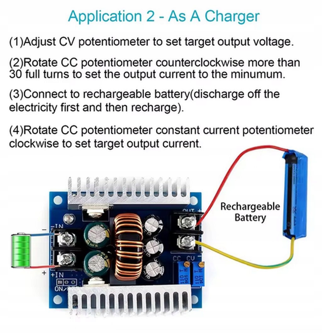PRZETWORNICA NAPIĘCIA 6-40V-->1,2-36V STEP-DOWN 15A/20A 300W Rodzaj inny