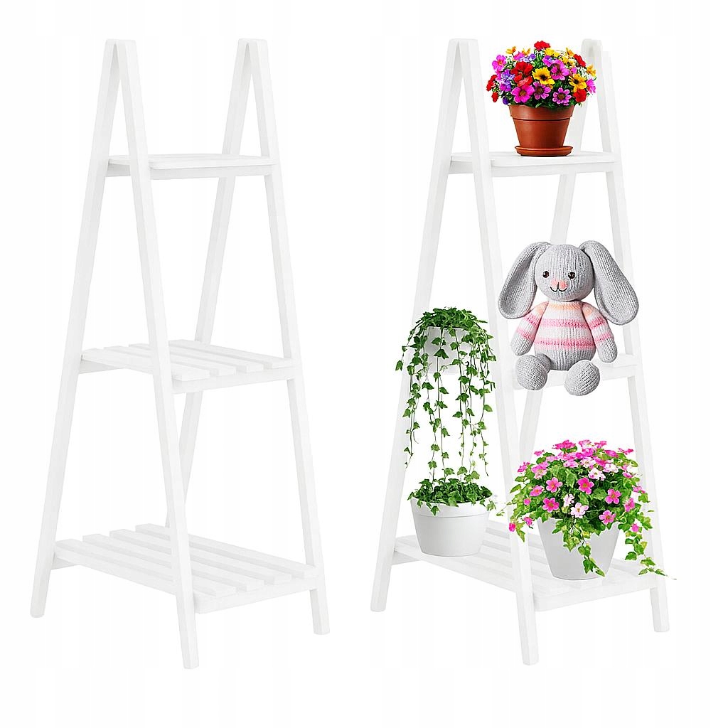 Držák Na Květináč Dřevěný stojan zahradní mřížka na květiny Zahradní bylinky Stojící bílá
