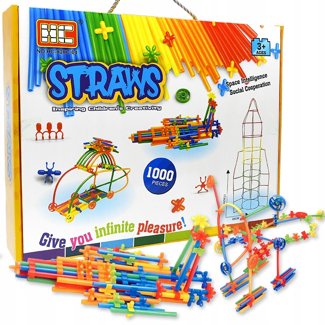 Słomki konstrukcyjne 1000 rurki złączki kółeczka