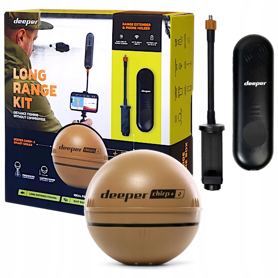 Echosonda DEEPER Chirp Plus 2 + Wzmacniacz Sygnału Long Range Kit + Uchwyt