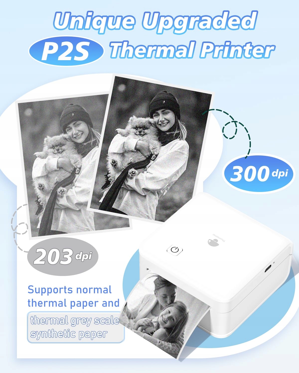 PHOMEMO P2S Mini Drukarka Termiczna do Smartfona iOS Android — miniatura 5