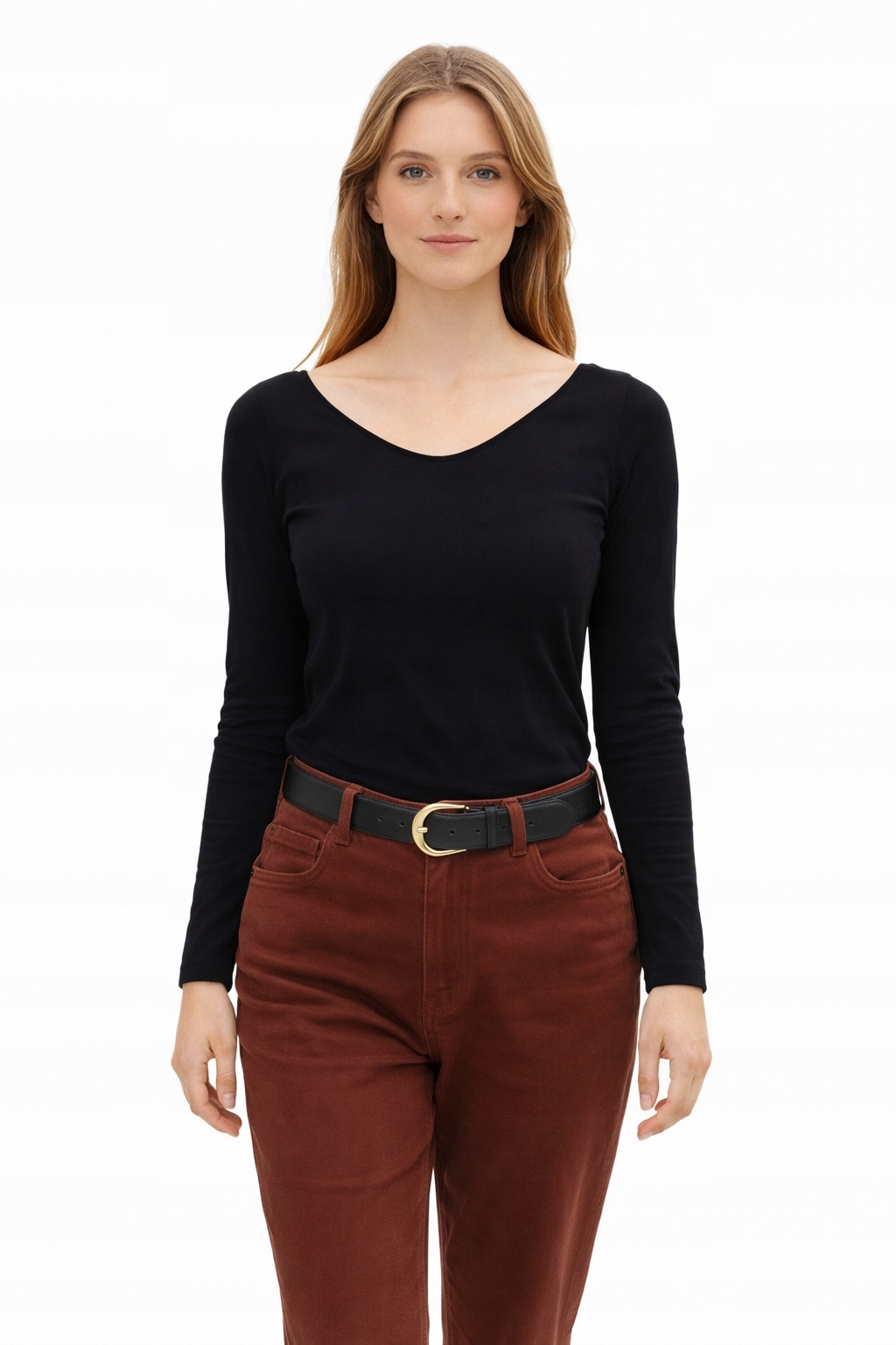 Max Mara Černá Přiléhavá Halenka S Lodičkovým Výstřihem S I1K