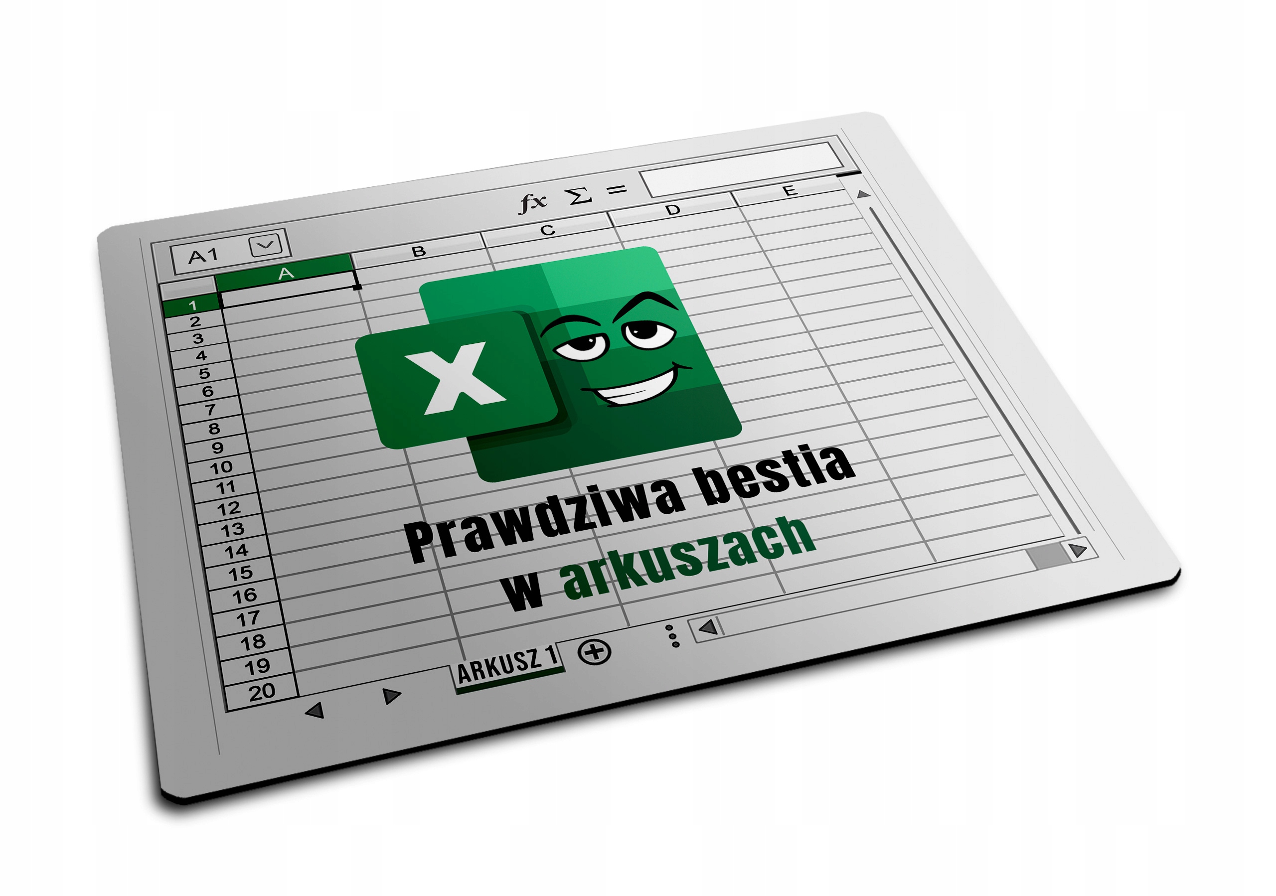 Podkładka mysz do pracy biura domu. Bestia w arkuszach kalkulacyjnych Excel