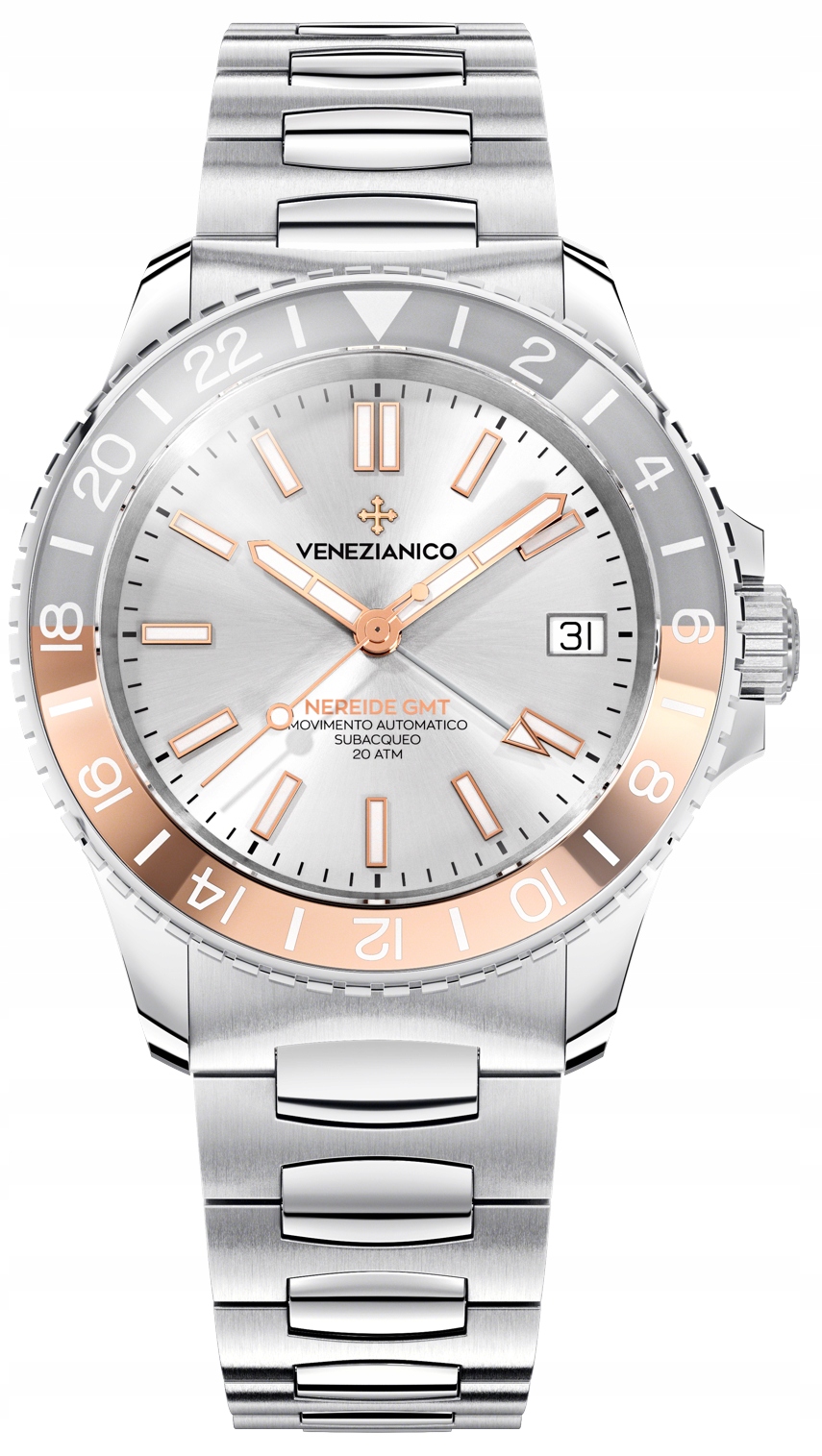 Nové Originální Pánské hodinky Venezianico Nereide Gmt 3521503C stříbrné datum