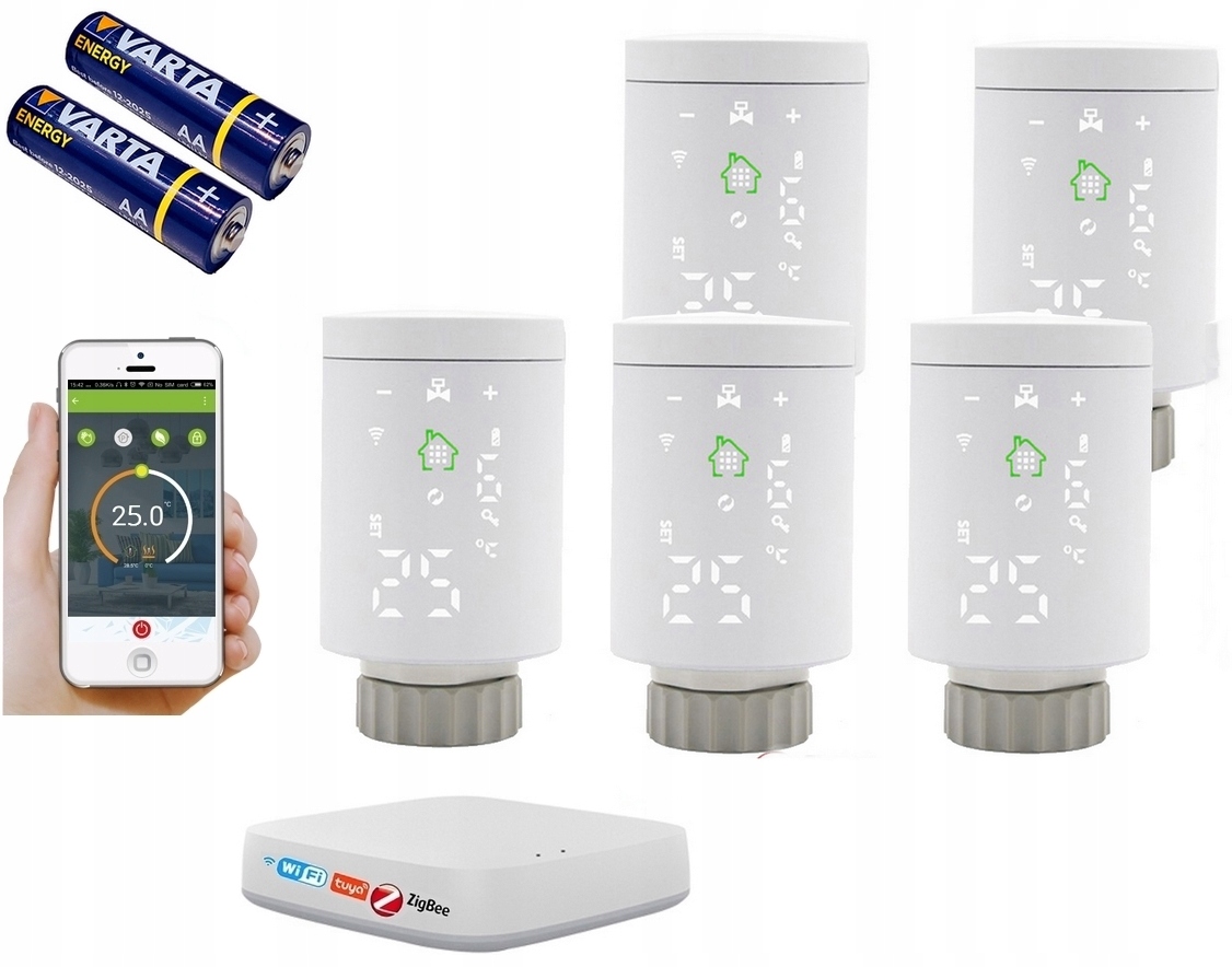 Tuya ZigBee 5 x Termostatová Hlavica Wifi Centrála
