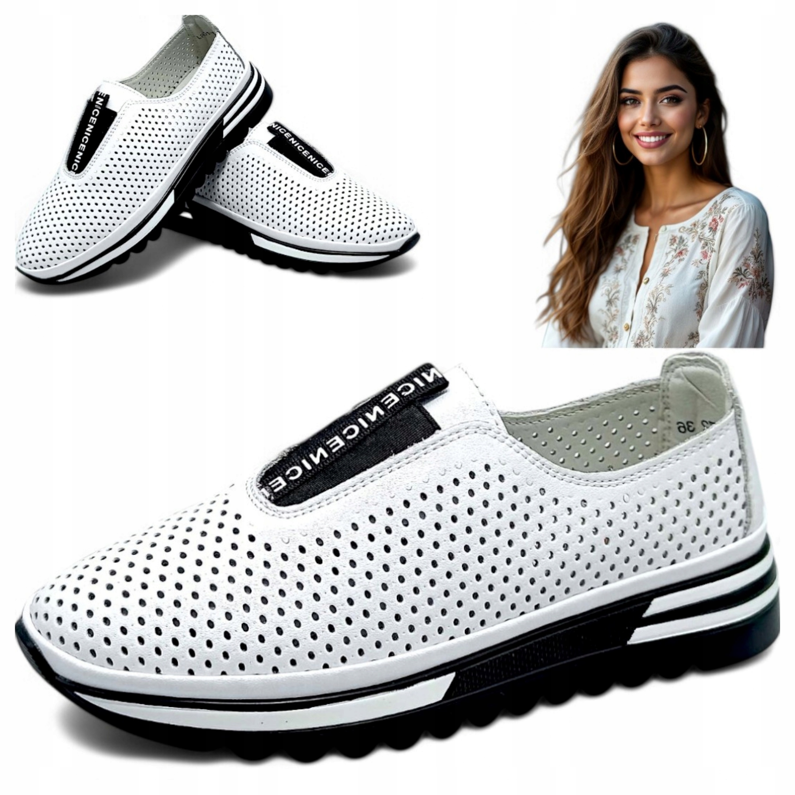 Barski Boty z kůže 37 Elegantní Mokasíny Pohodlné Sportovní Bílé Módní