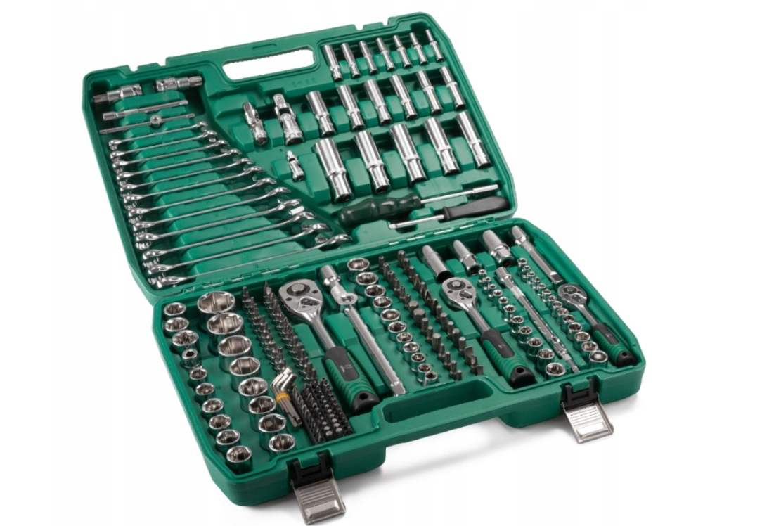 Velká Sada nástrčných klíčů 216 ks CrV 1/2 3/8 1/4 v kufříku, dílna
