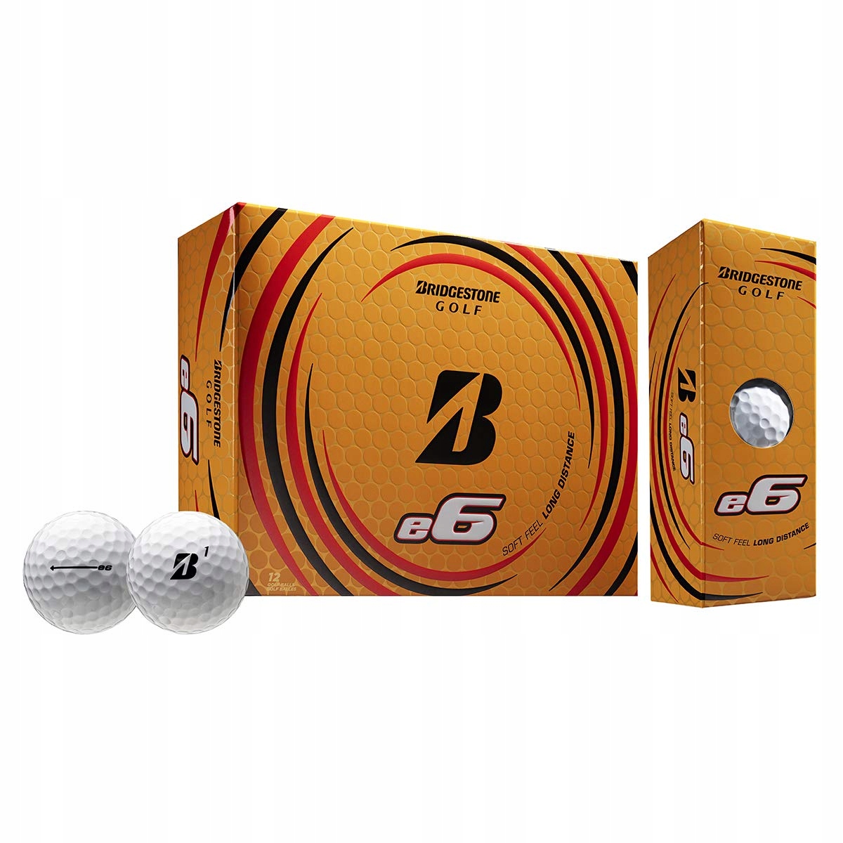 Golfové míčky Bridgestone Golf e6 Soft Feel Long Distance White 12 Kusů