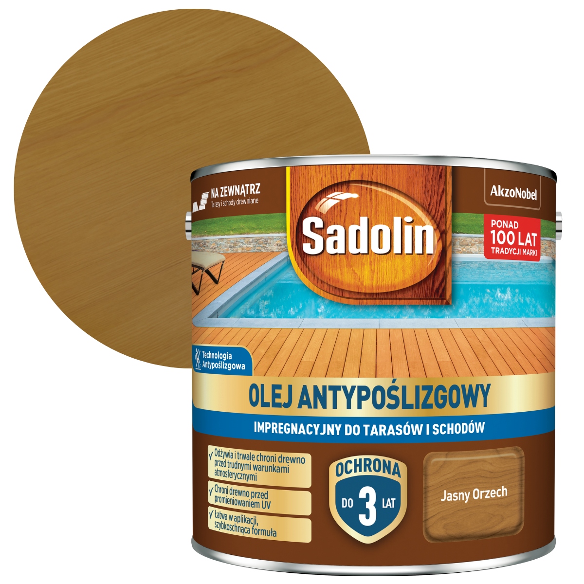 Sadolin Protiskluzový Olej Na Terasy A Schody 2,5 L, Světlý Ořech