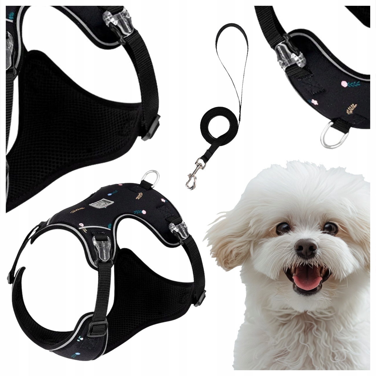 Levně Pásky Vodítko Ultralehké Prodyšné Truelove Lightness Černé Xxs