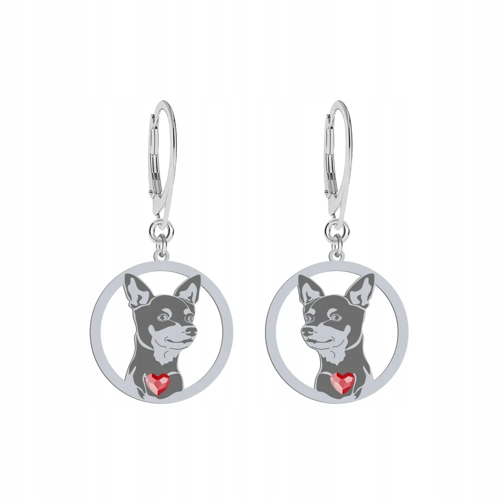 Stříbrné Náušnice se psem Prager Rattler 925 Šperky Žena Gravírování Bonus