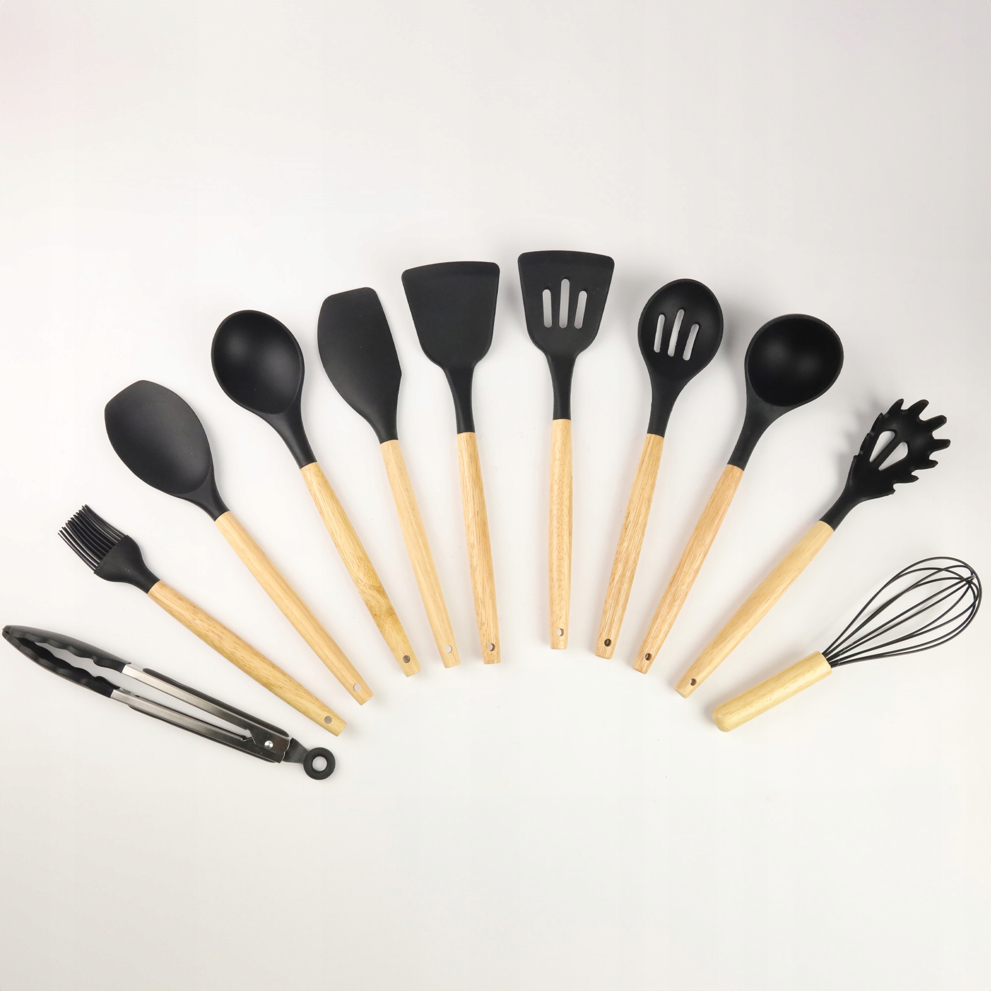 AKCESORIA DO KUCHNI PRZYBORY ZESTAW NARZĘDZIA KUCHENNE 12 ELEMENTÓW CZARNY