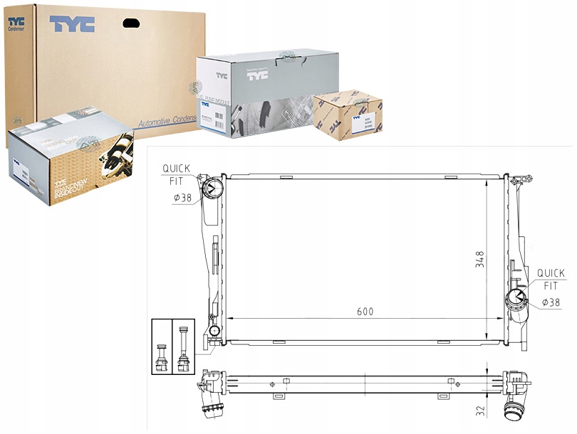 CHŁODNICA WODY BMW 1 E81 E82 E87 E88 3 E90 E91 E92 E93 05-13 Z4 E89