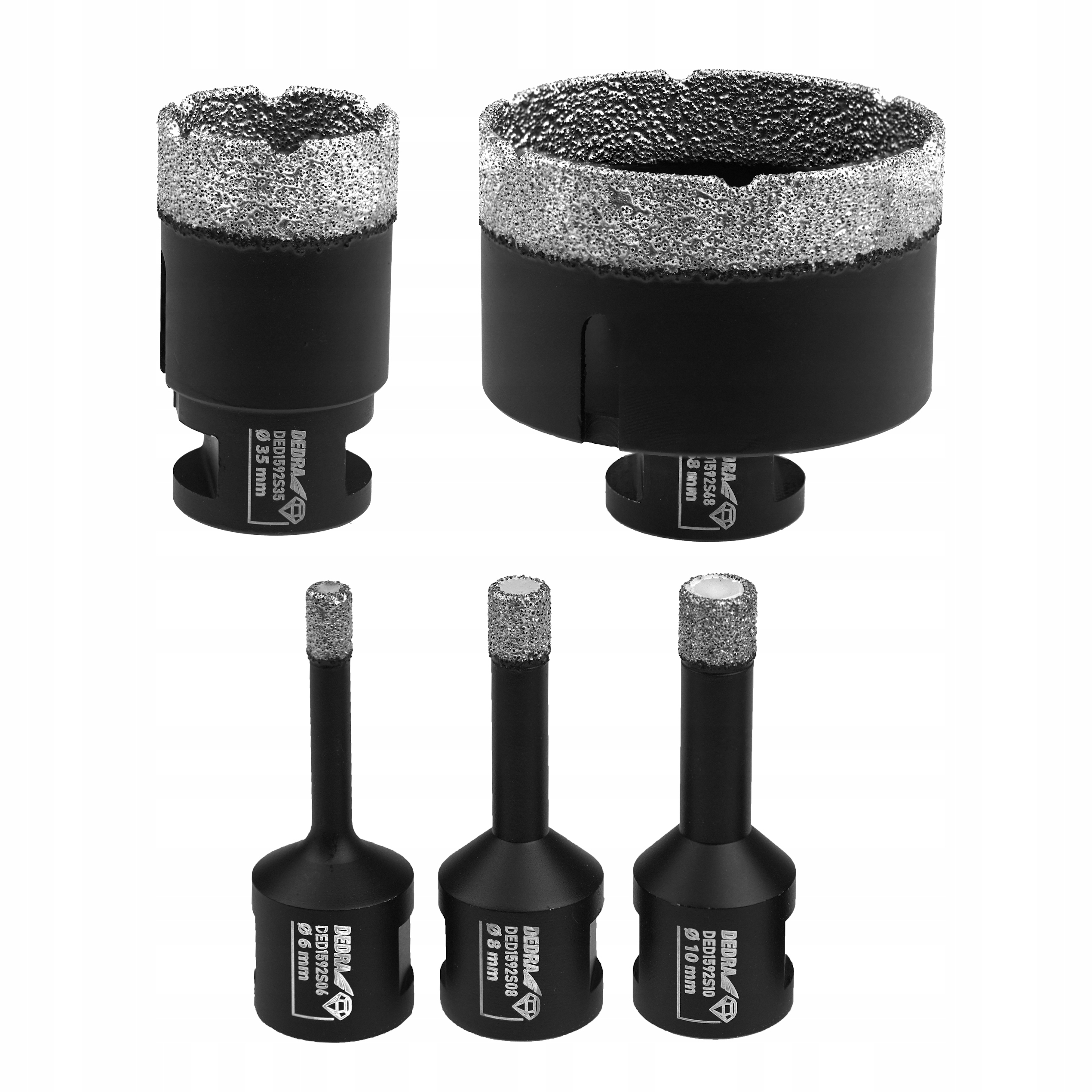 Koronka diamentowa Otwornice Dedra M14 ⌀ 6, 8, 10, 35, 68 mm do Płytek Gres