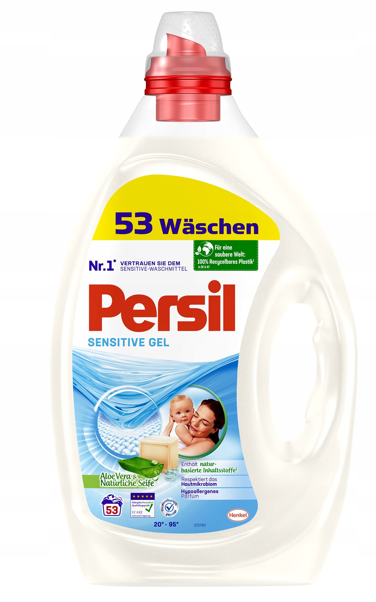 Levně Persil Sensitive Gel Aloe Vera Jemný prací prostředek pro děti 2,7 l