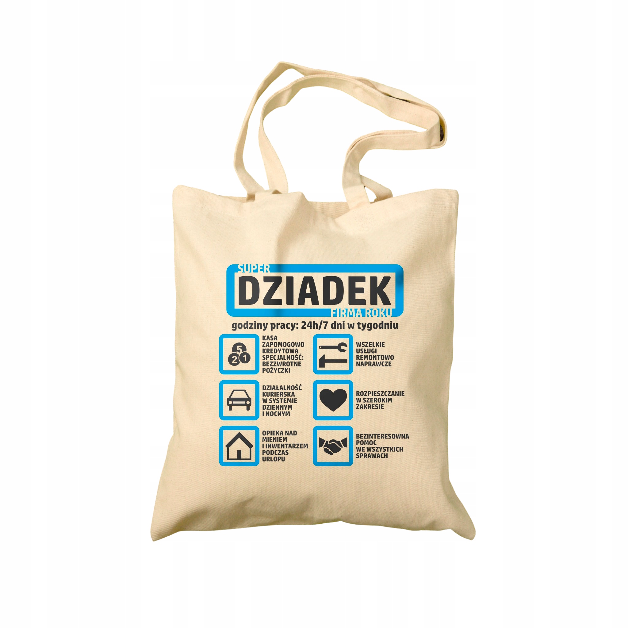 

Torba ekologiczna bawełniana ecru- Super Dziadek