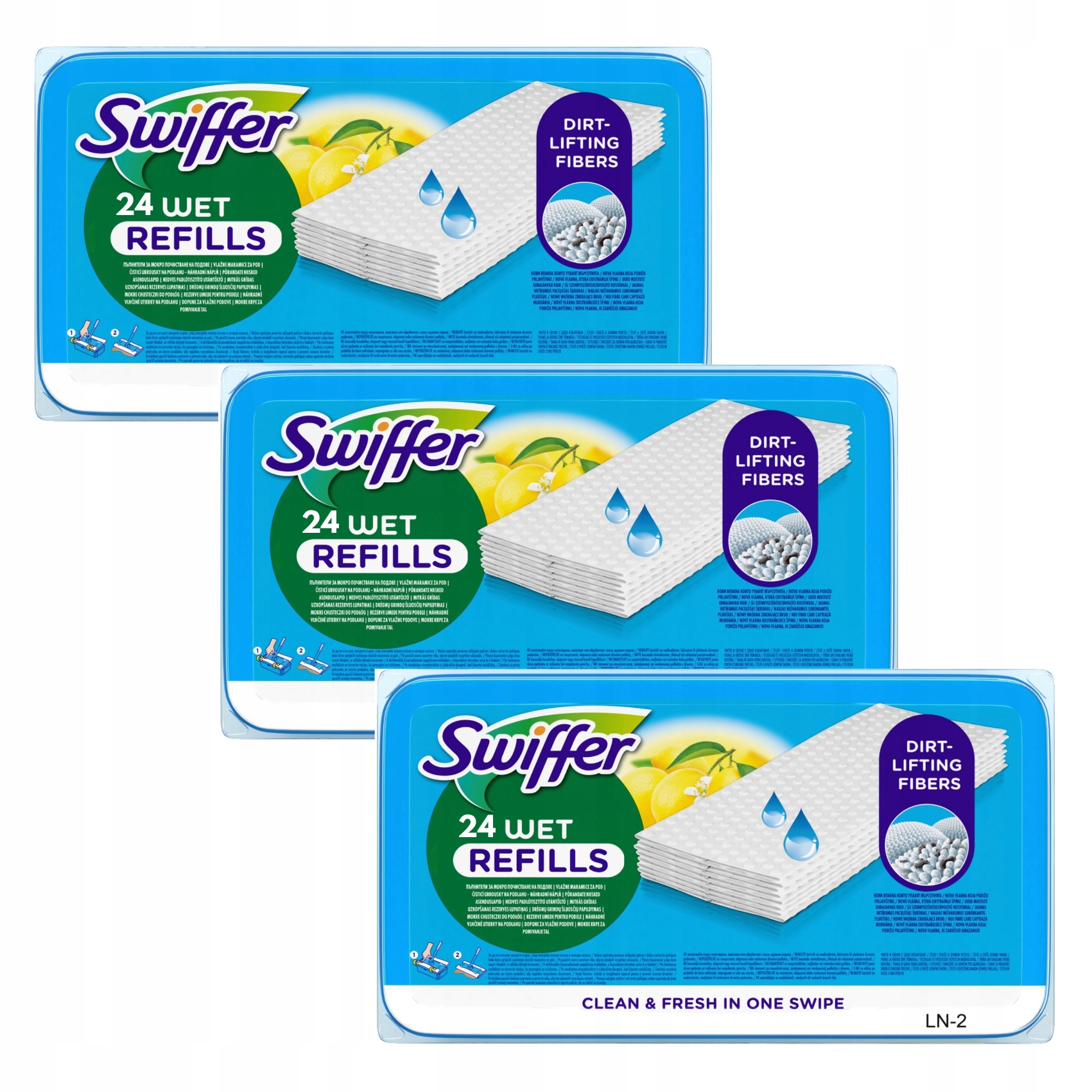 3x Swiffer Wet Refills mokré ubrousky na podlahu Citrus 24 ks