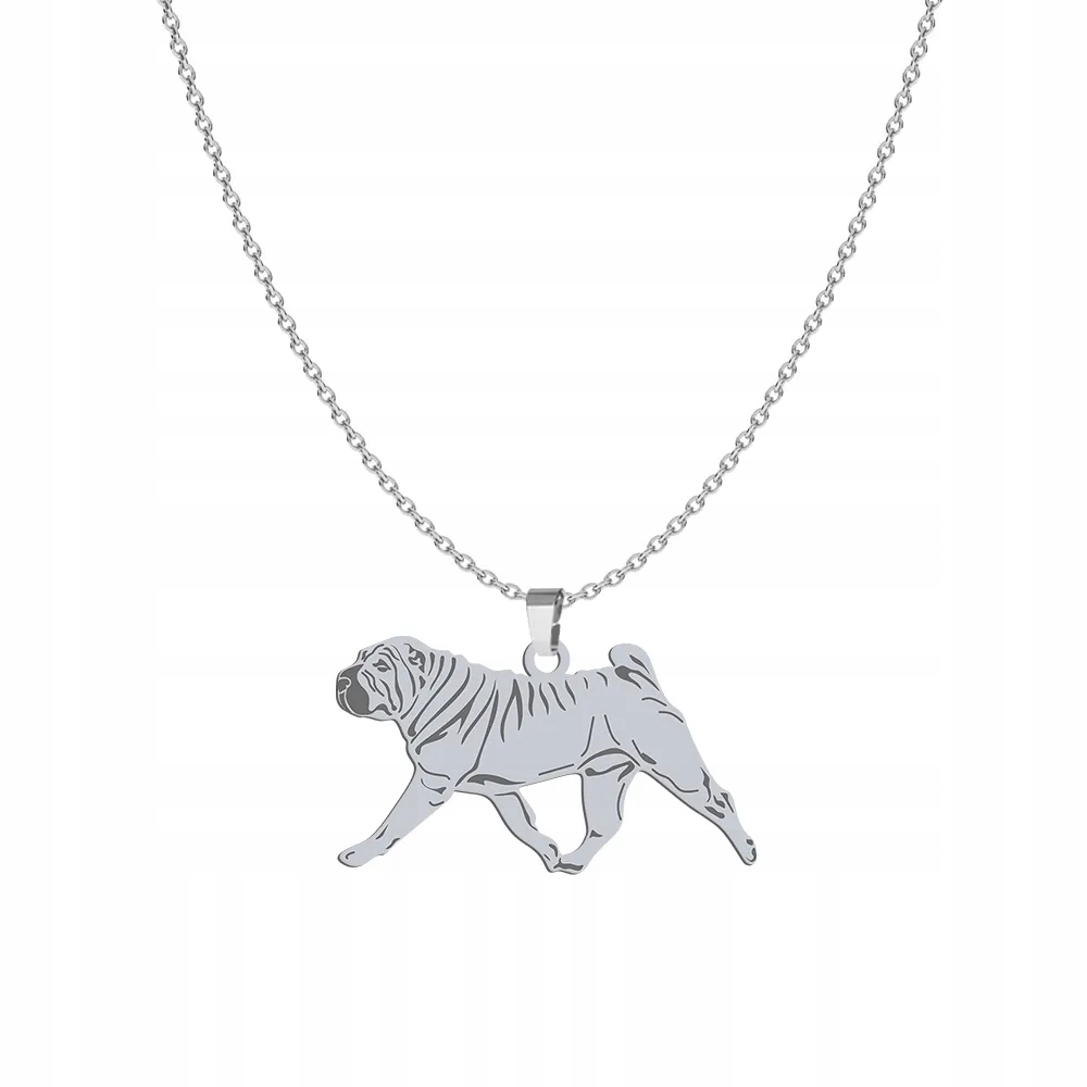 Stříbrný náhrdelník se psem Shar Pei 925 Šperky Gravírování Bonus