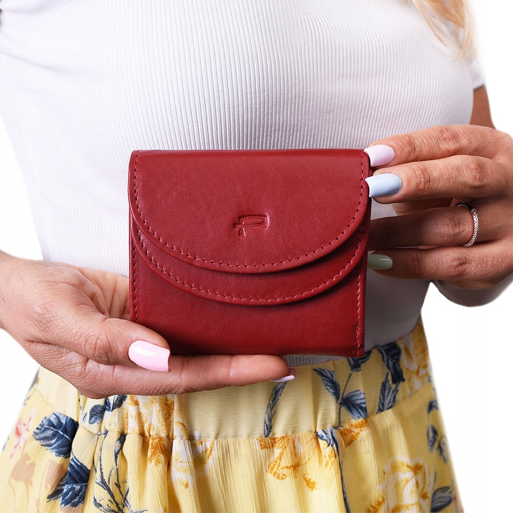 Dámská kožená peněženka malá, červená s Rfid, Mini Ideál Pako Jeans