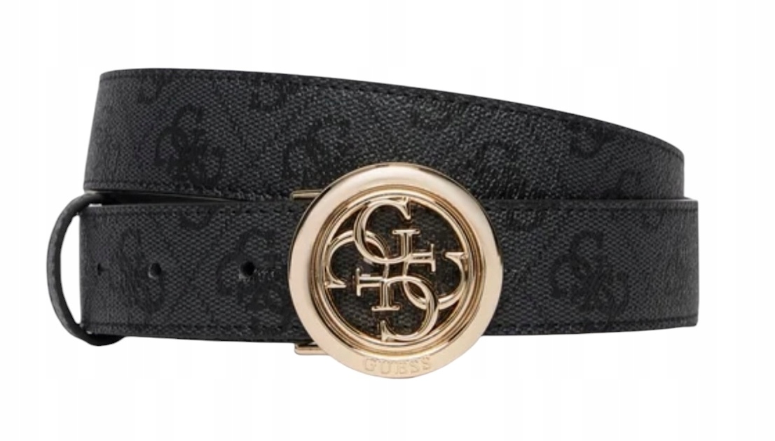Guess Pasek Damski Czarny BW9357 P6230 Logo 4G Złota Klamra roz. M
