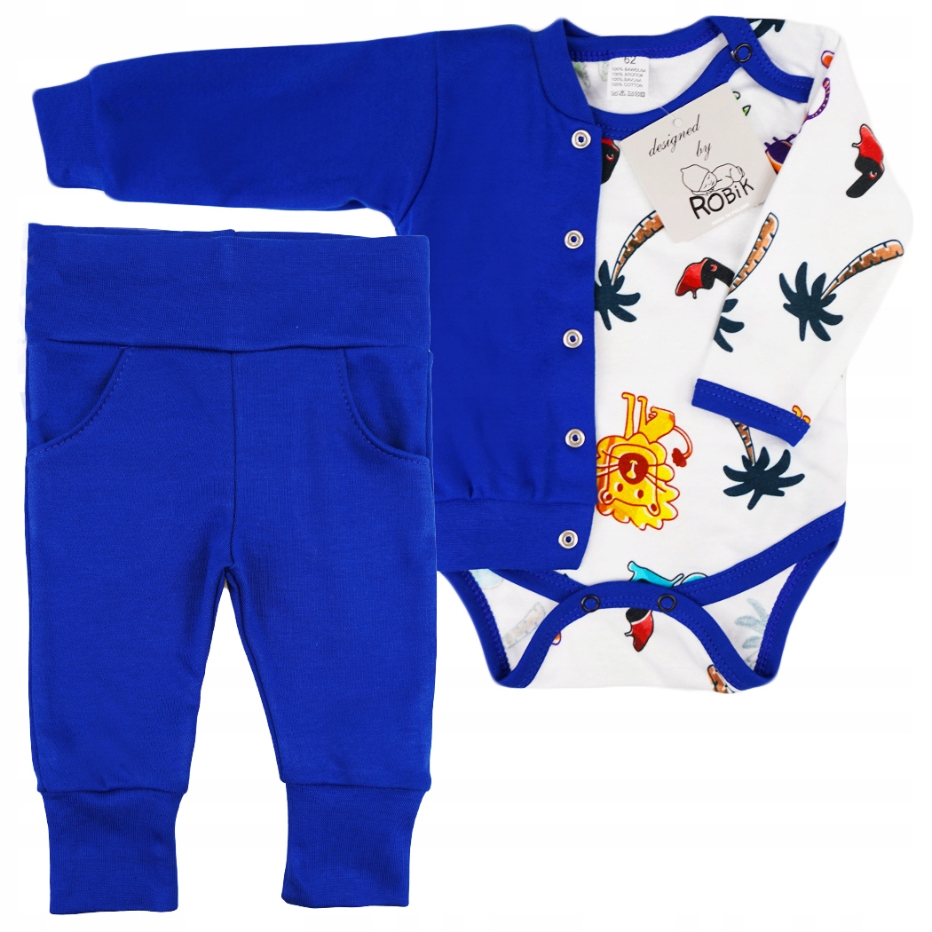 

Komplet body spodnie kaftanik r.86 chabrowy Zoo
