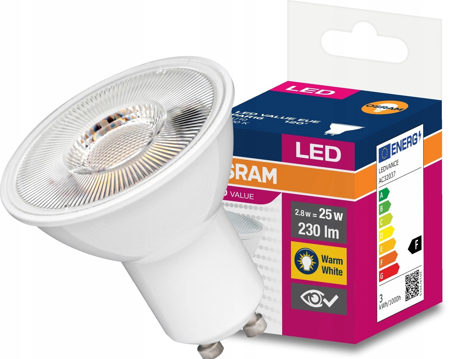 Osram Led žárovka Halogen GU10 2,8W 25W 2700K