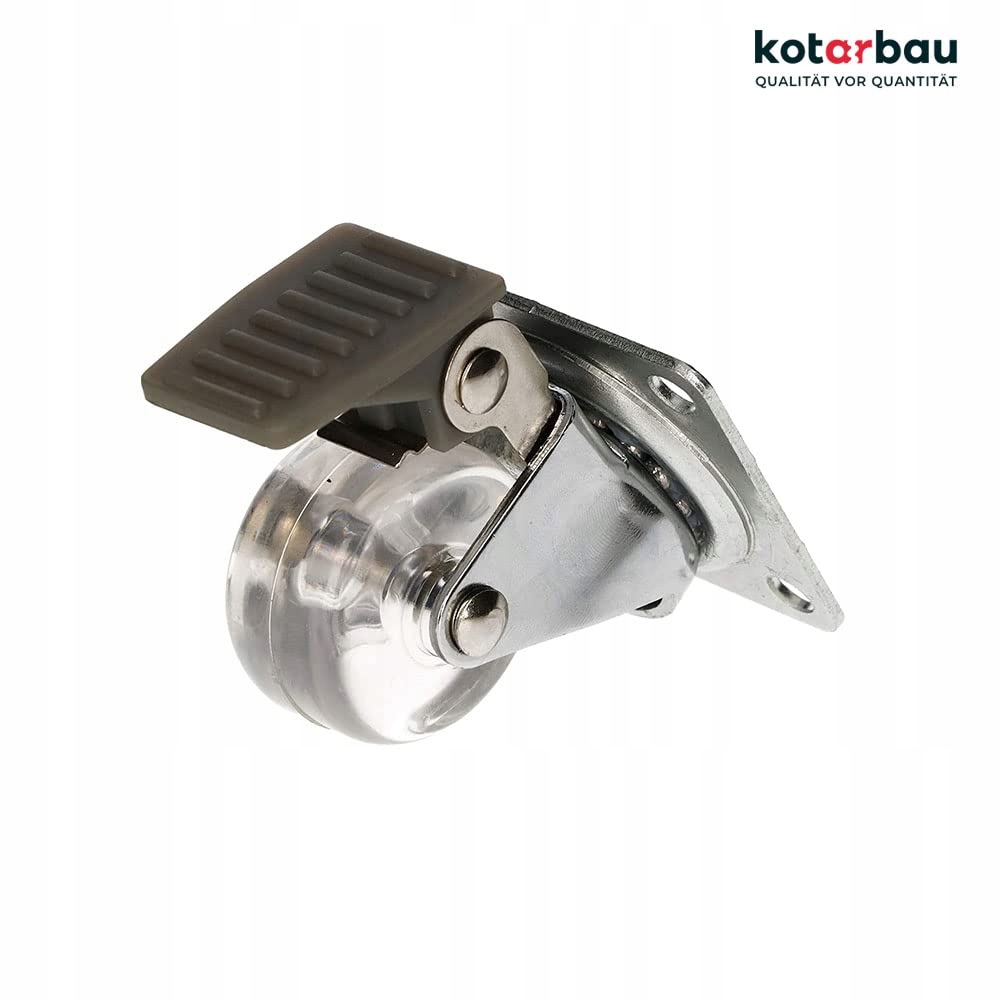 KÓŁKO OBROTOWE TRANSPORTOWE MEBLOWE Z HAMULCEM PRZEŹROCZYSTE ROLKA 35MM Kolor srebrny