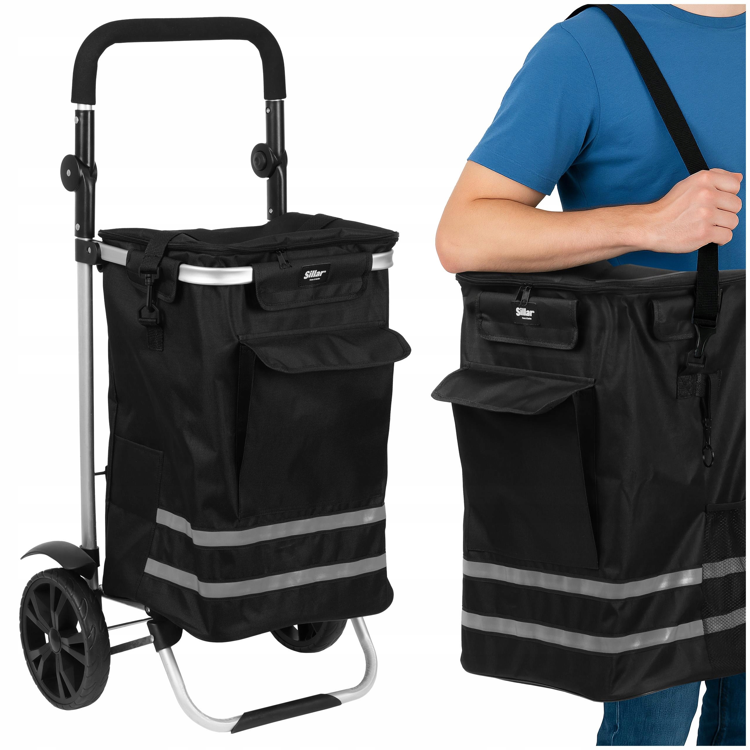 Nákupní vozík na kolečkách XXL 56 L, voděodolná taška, termo kapsa