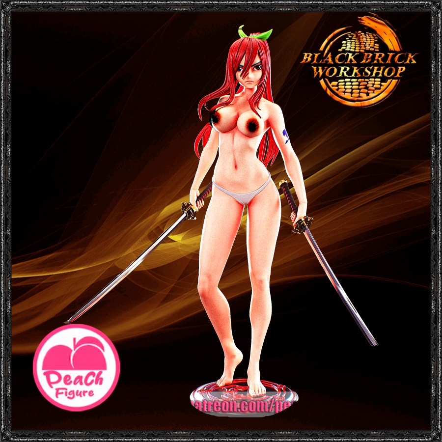 Erza Scarlet Neupravená Figurka z broskvového materiálu Měřítko 1/24 (75mm) (nsfw) 3D tisk