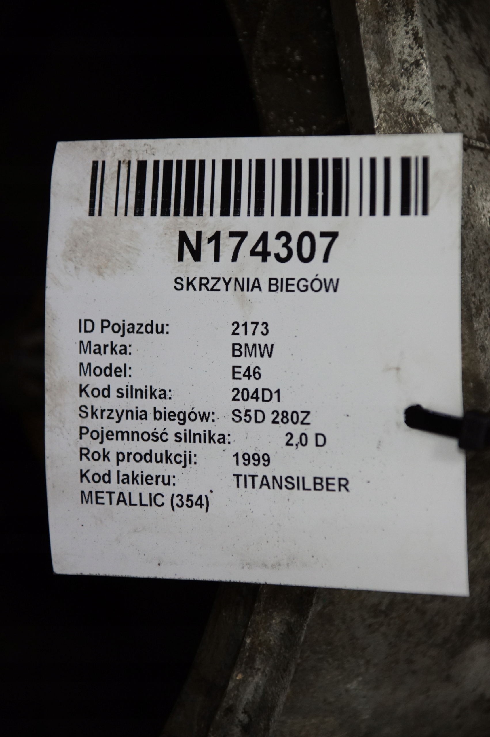 CAMBIO S5D 280Z MTF-LT-1 2.0 D BMW E46