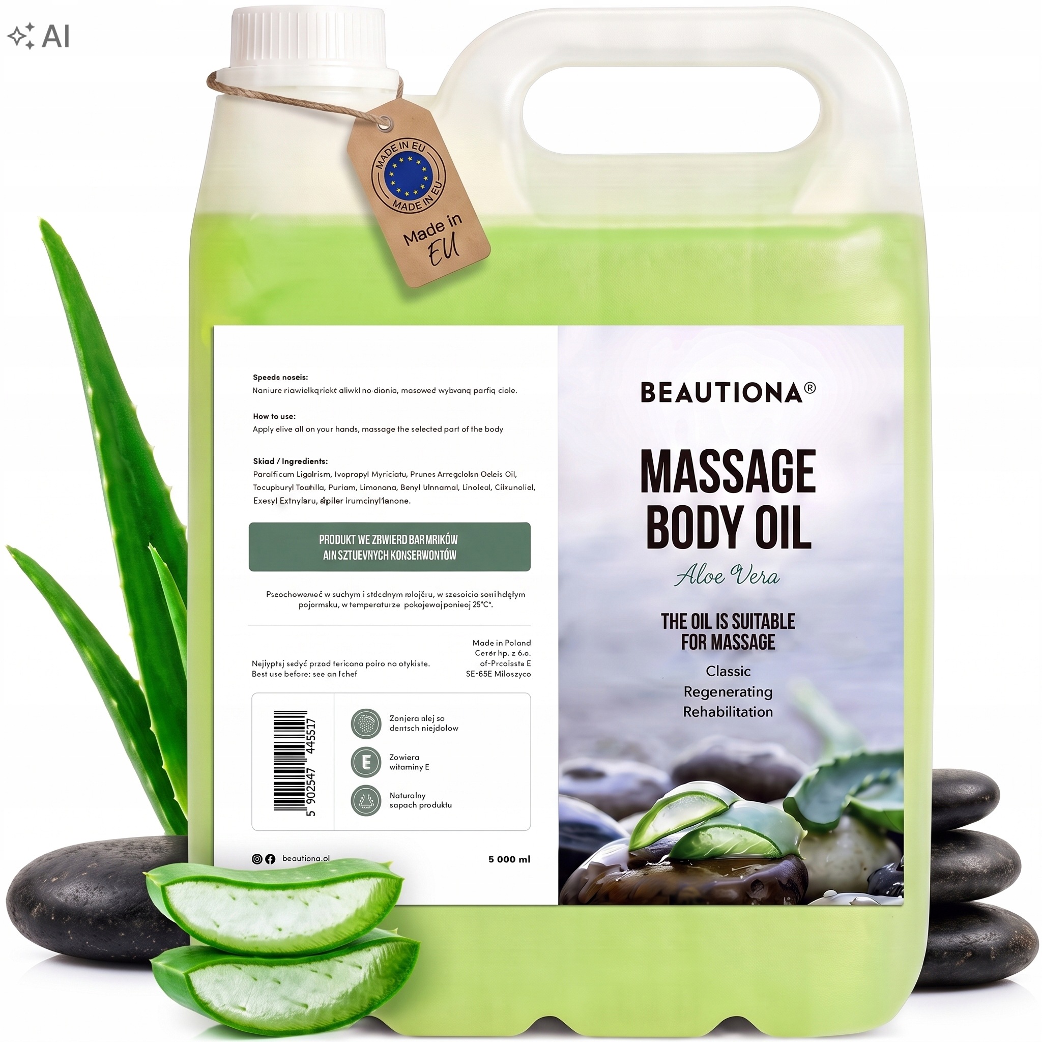 Olivový Olej Na Masáž Těla Obličeje S Aloe Vera, Hydratační A Relaxační, 5 L