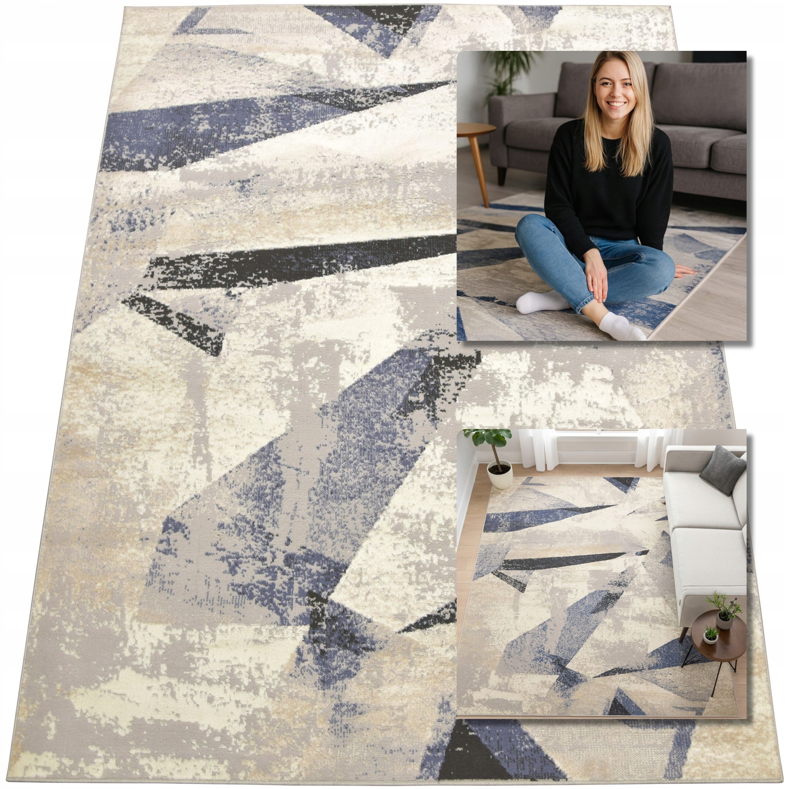 Moderní Turecký Koberec Laila Šedý, Tmavě Modrý, Koberce Do Obývacího Pokoje 160x230