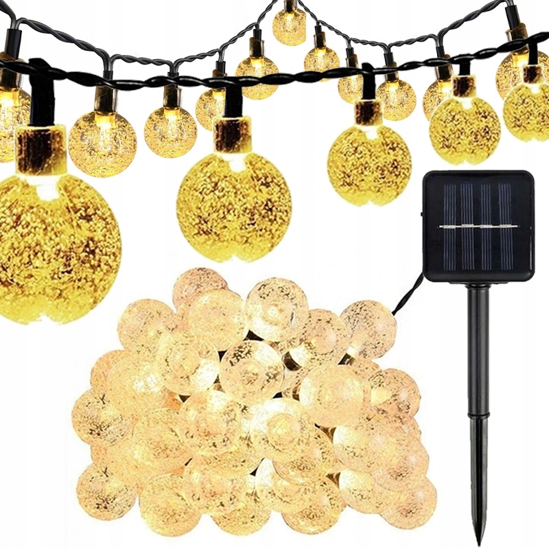 GIRLANDA SOLARNA OGRODOWA LAMPKI LED 100 ŻARÓWEK 12M