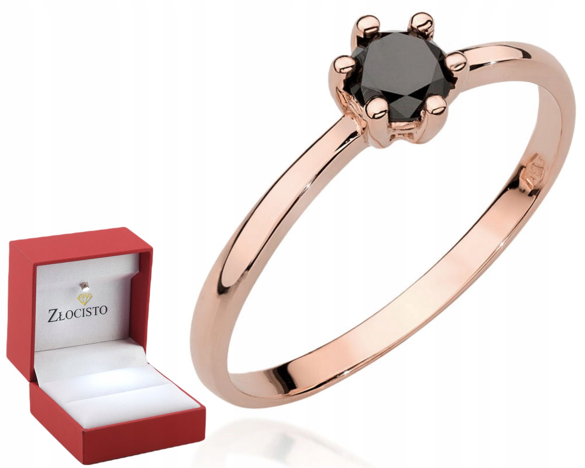 Zlatý Prstýnek Černý briliant z Růžového Zlata