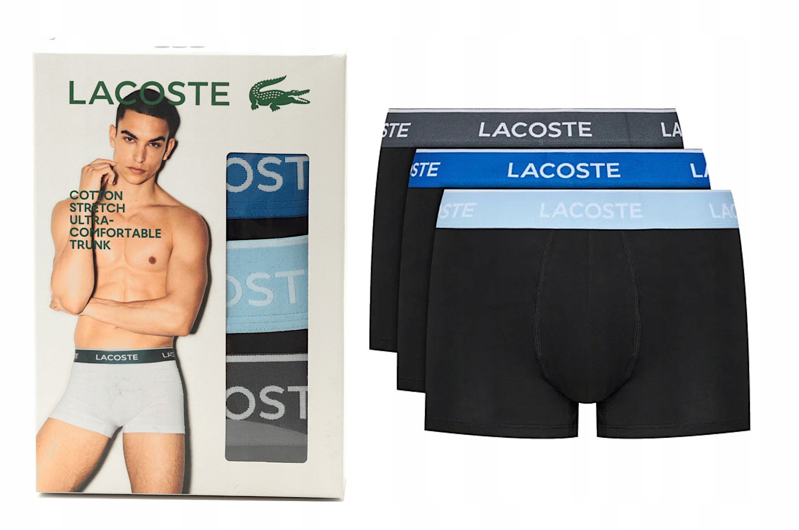Pánské boxerky Lacoste 3pack slipy černé bavlna S